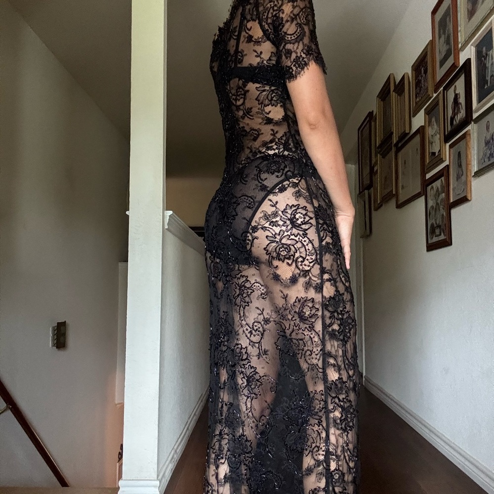 Vintage Beaded Sequin Lace Dress - Picture 3 of 6